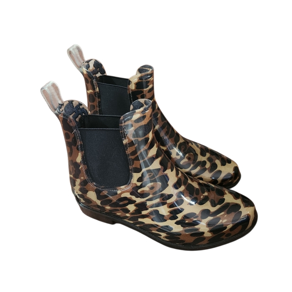 Lauren Ralph Lauren Women Boots Leopard Size 8 Tally Ankle Rain Boots New - Picture 2 of 8